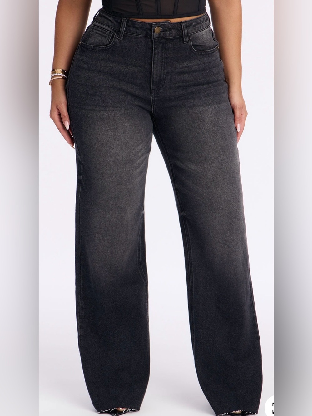 High-Rise Wide Leg Women's Jeans - Black Wash